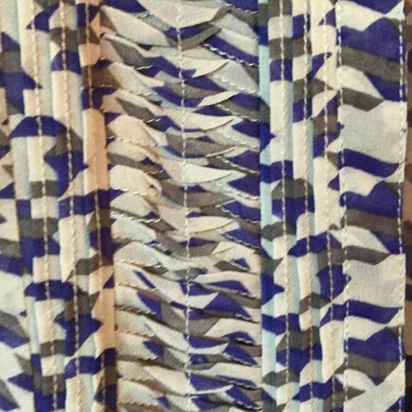 Banana Republic Blouse Womens Lightweight Houndstooth Pleated Grey Blue Purple M - Picture 6 of 8